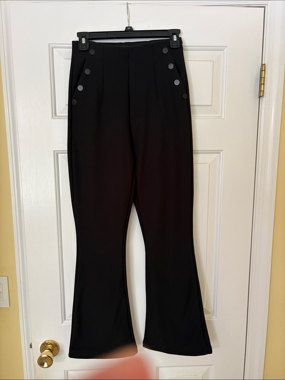 Black High-Waist Dress Pants with Button Detail